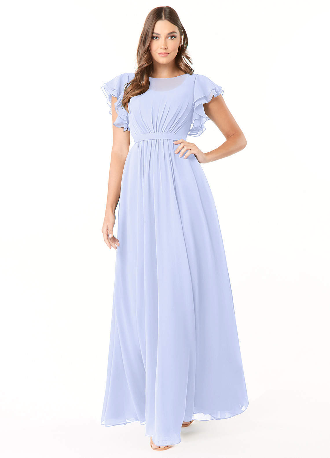 elyessen Daphne A-Line Ruffled Chiffon Floor-Length Dress Eucalyptus 4