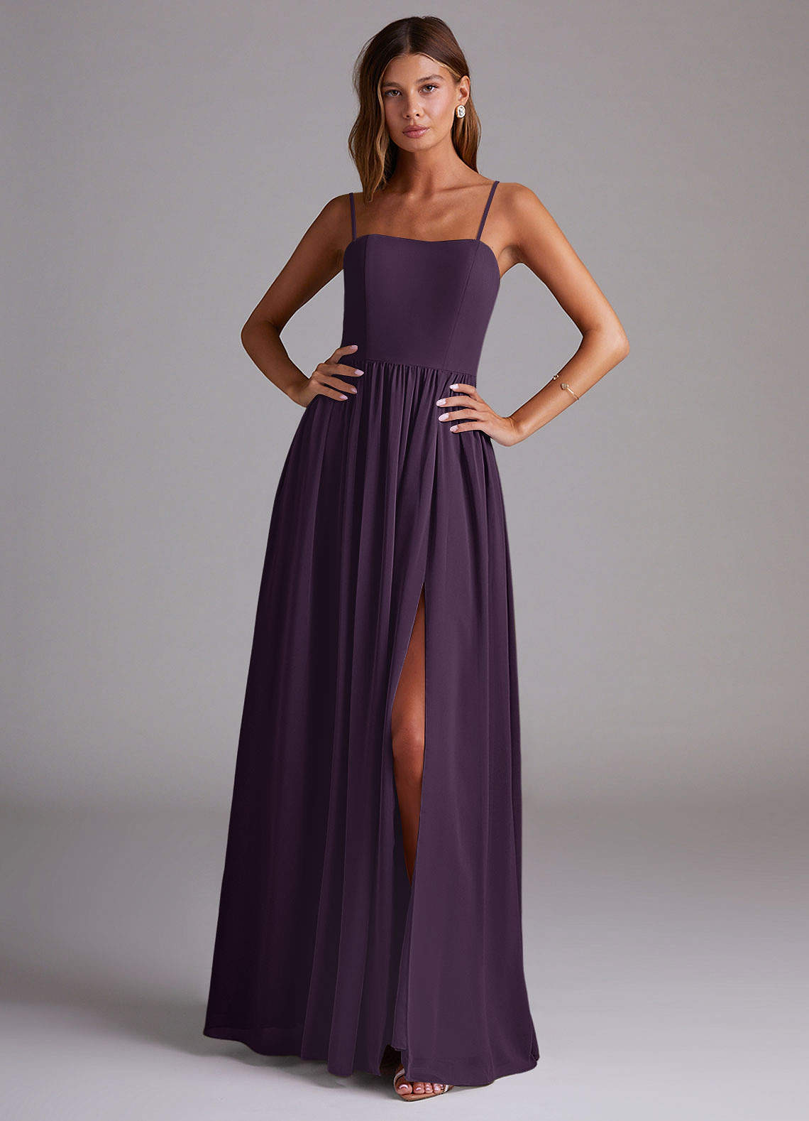 elyessen Calianna Dusty Blue A-Line Off the Shoulder Chiffon Convertible Dress 5