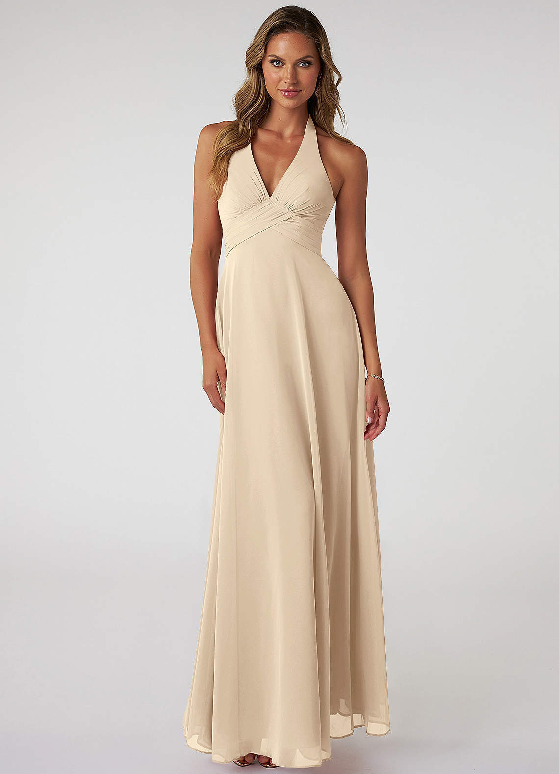 elyessen Tessie Sky Blue A-Line V-Neck Pleated Chiffon Dress 7
