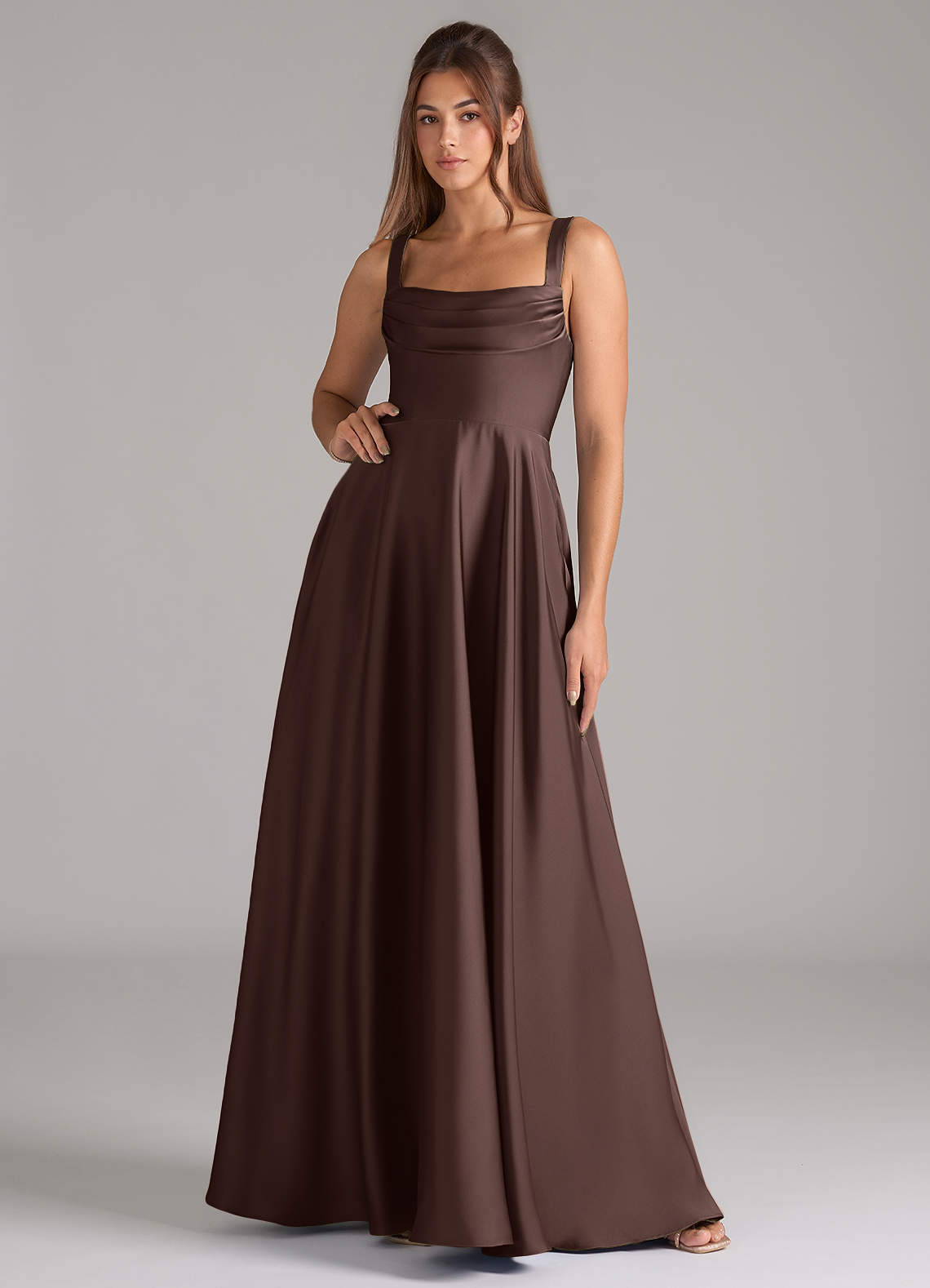 elyessen Shaude Black A-Line Pleated Stretch Satin Dress 8