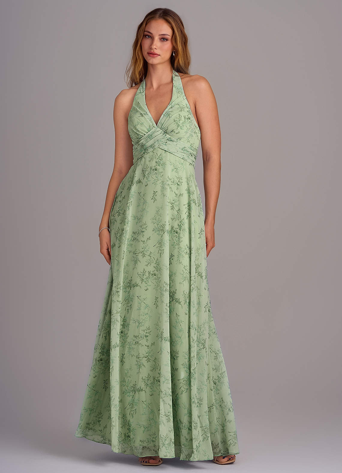 elyessen Tessie Sky Blue A-Line V-Neck Pleated Chiffon Dress 8