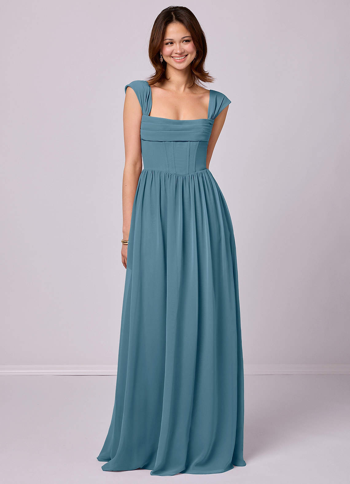 Sky Blue A-Line Corset Chiffon Dress Sky Blue 2