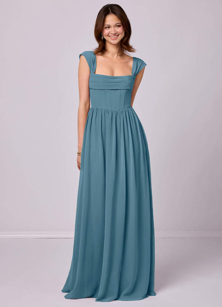 Sky Blue A-Line Corset Chiffon Dress Sky Blue 2