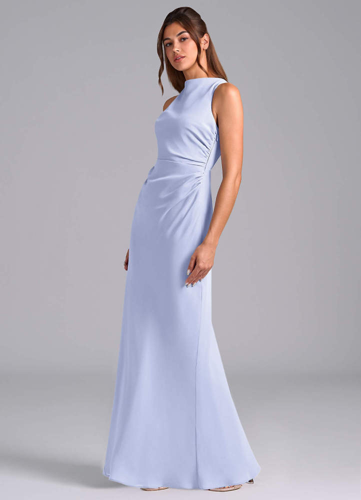 elyessen Evadne Sky Blue Sheath Pleated Chiffon Dress 4