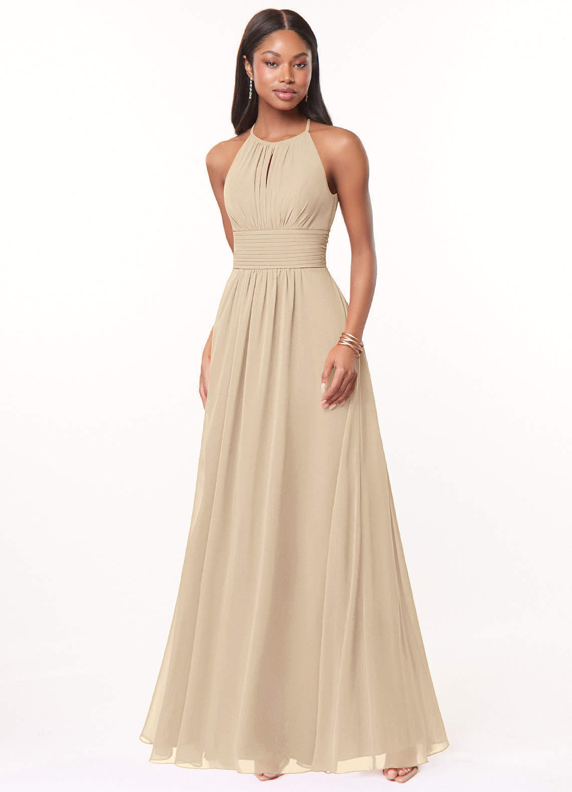 elyessen Bonnie Burgundy A-Line Keyhole Ruched Chiffon Dress 7