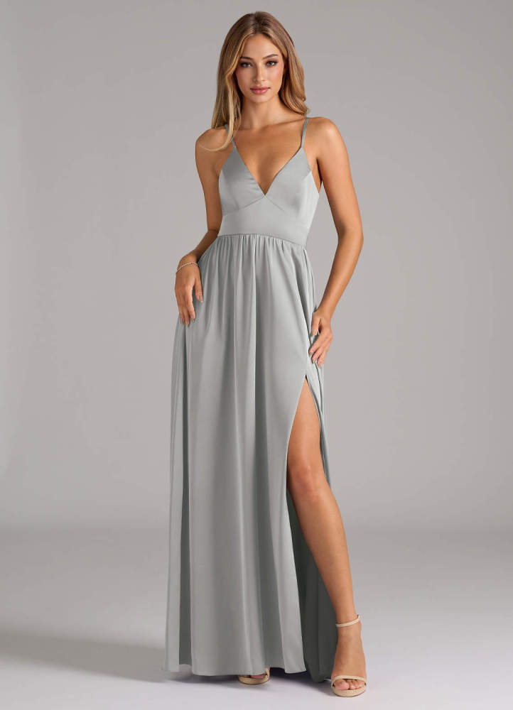 elyessen Aaida Dusty Sage A-Line Corset Stretch Satin Dress 7