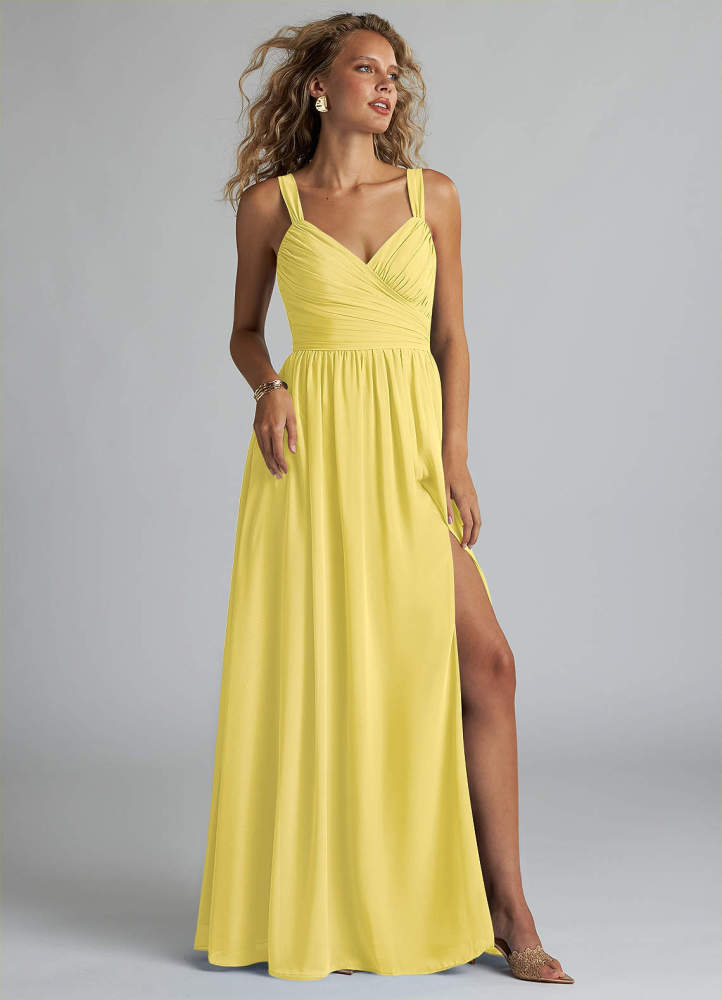 elyessen Aziza Sky Blue A-Line V-Neck Pleated Chiffon Dress 7