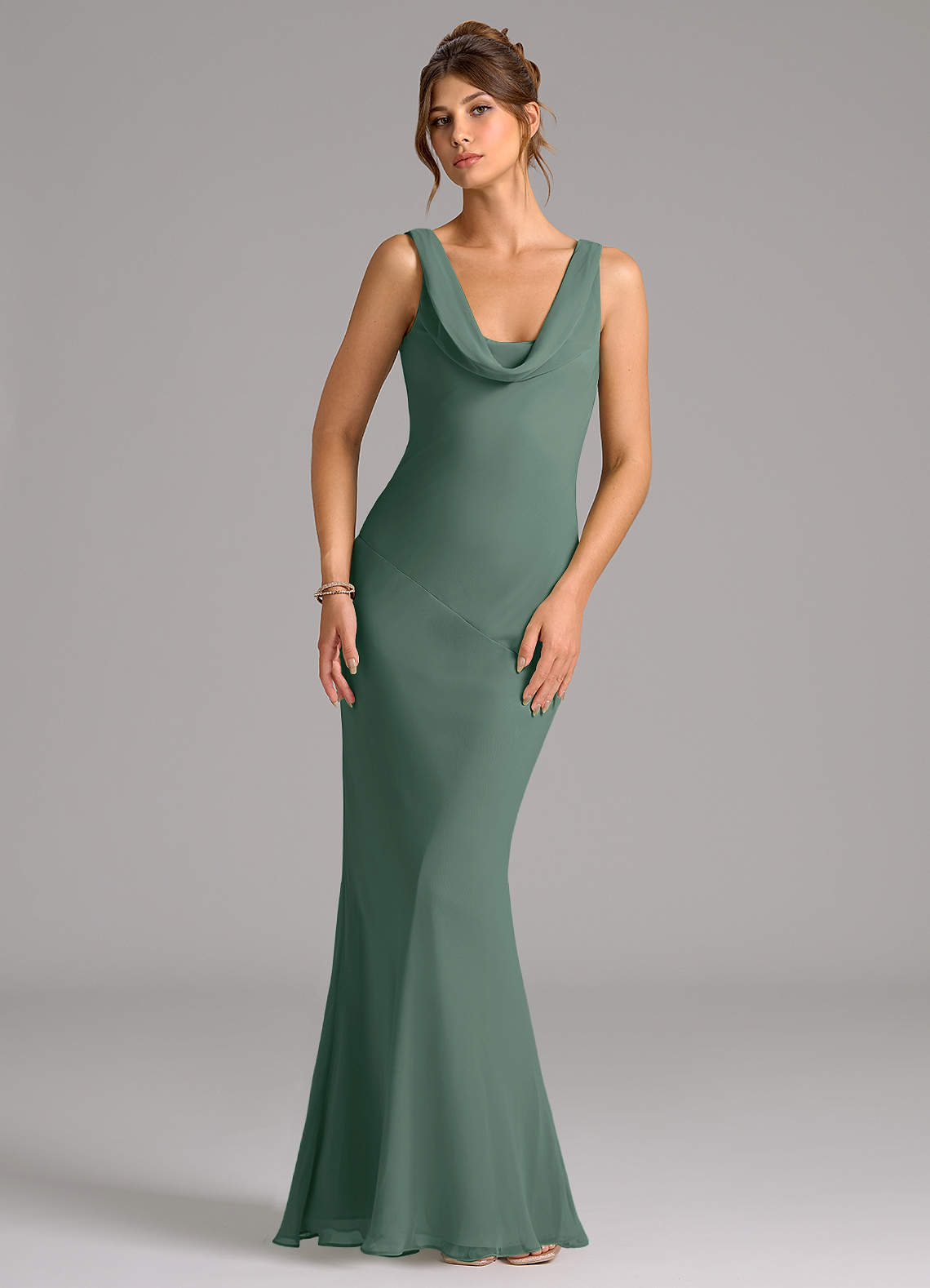 elyessen Rylina Sky Blue Mermaid Pleated Chiffon Dress 1