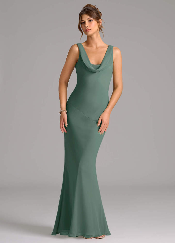 elyessen Rylina Sky Blue Mermaid Pleated Chiffon Dress 1