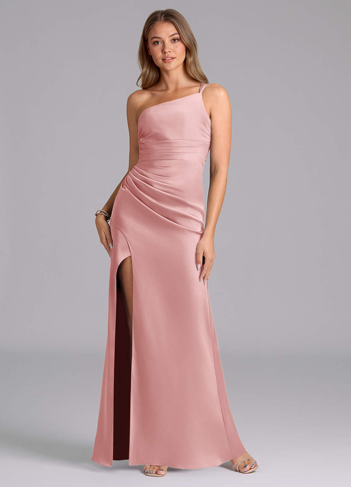 elyessen Eren Black Mermaid One Shoulder Stretch Satin Dress 4