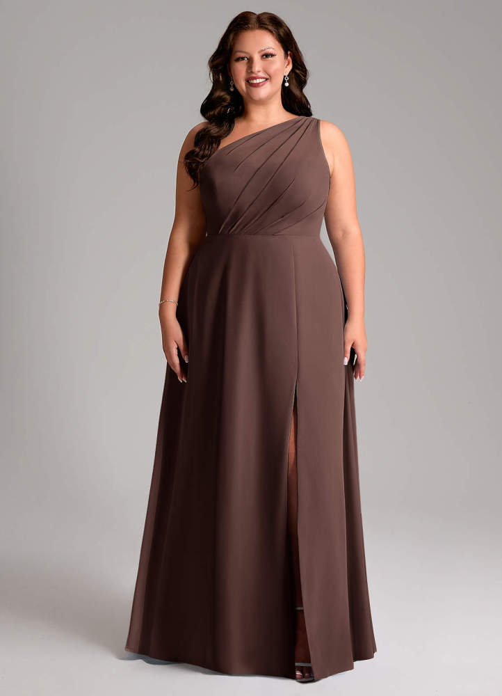elyessen Phaedra Black A-Line One Shoulder Chiffon Dress 8
