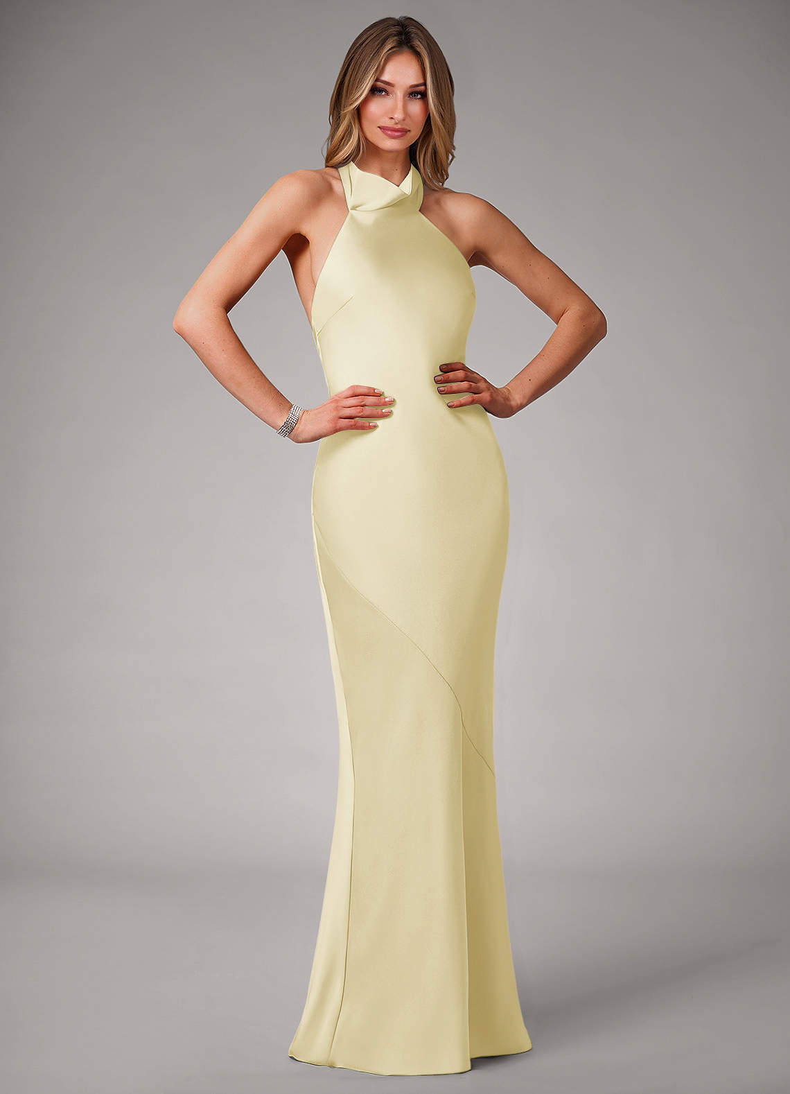 elyessen Velli Black Mermaid High Neck Stretch Satin Dress 7