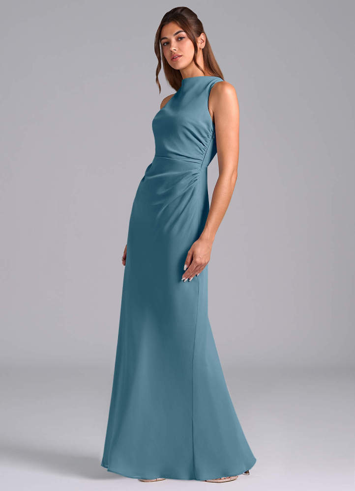 elyessen Evadne Sky Blue Sheath Pleated Chiffon Dress 3