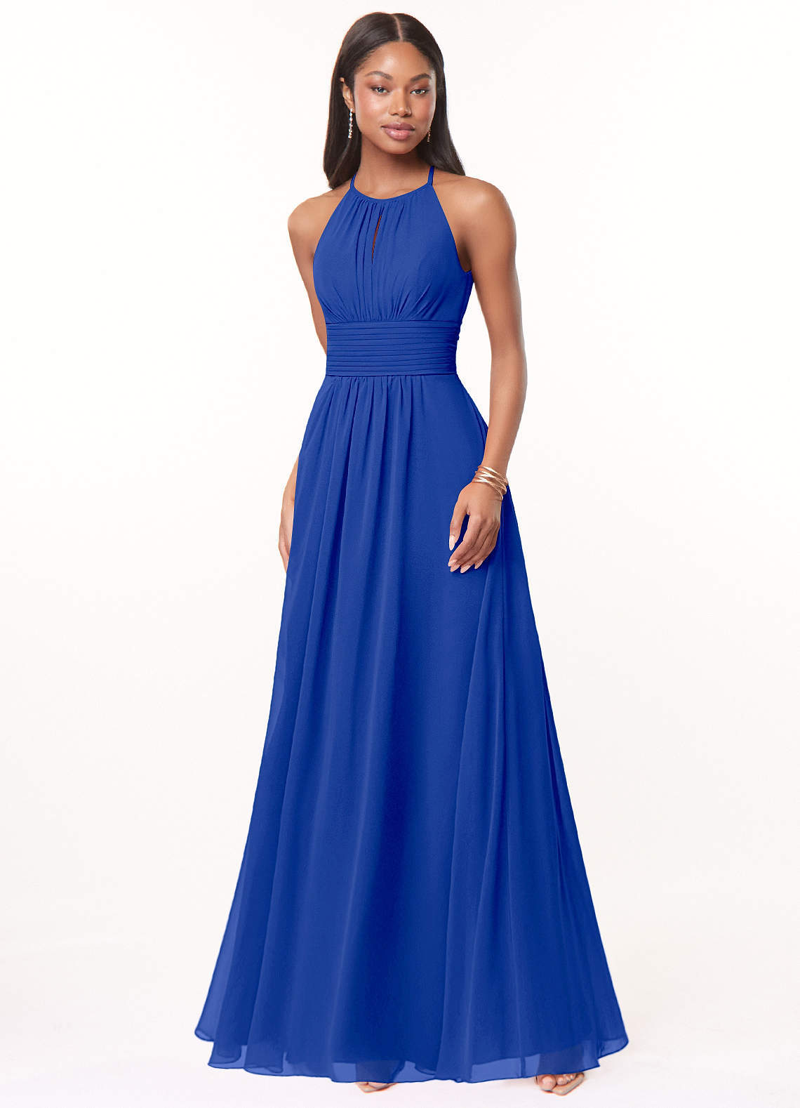 elyessen Bonnie Burgundy A-Line Keyhole Ruched Chiffon Dress 3