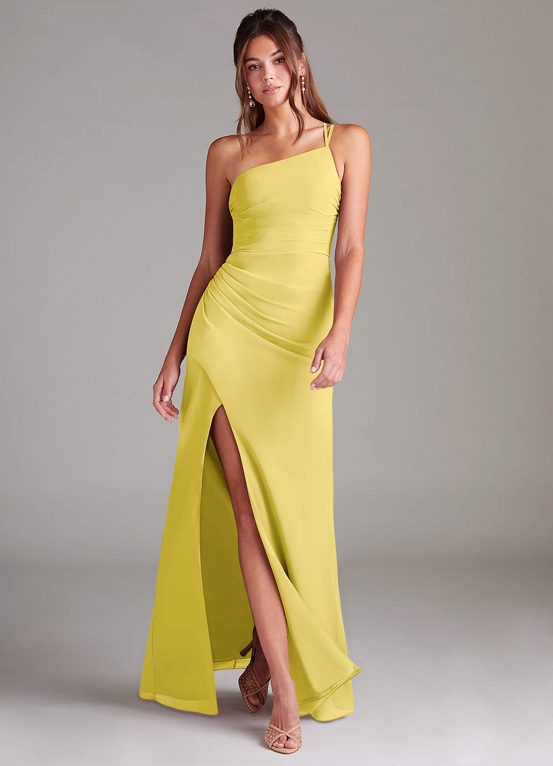 elyessen Eren Sky Blue Sheath One Shoulder Chiffon Dress 7