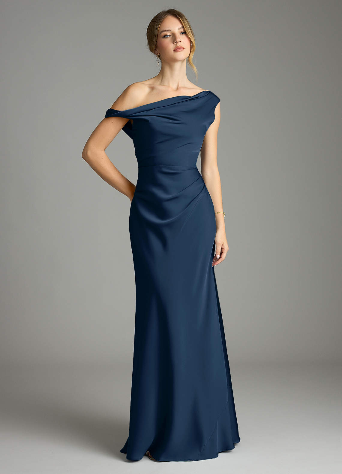 elyessen Emerson Black Mermaid Off the Shoulder Stretch Satin Dress 3