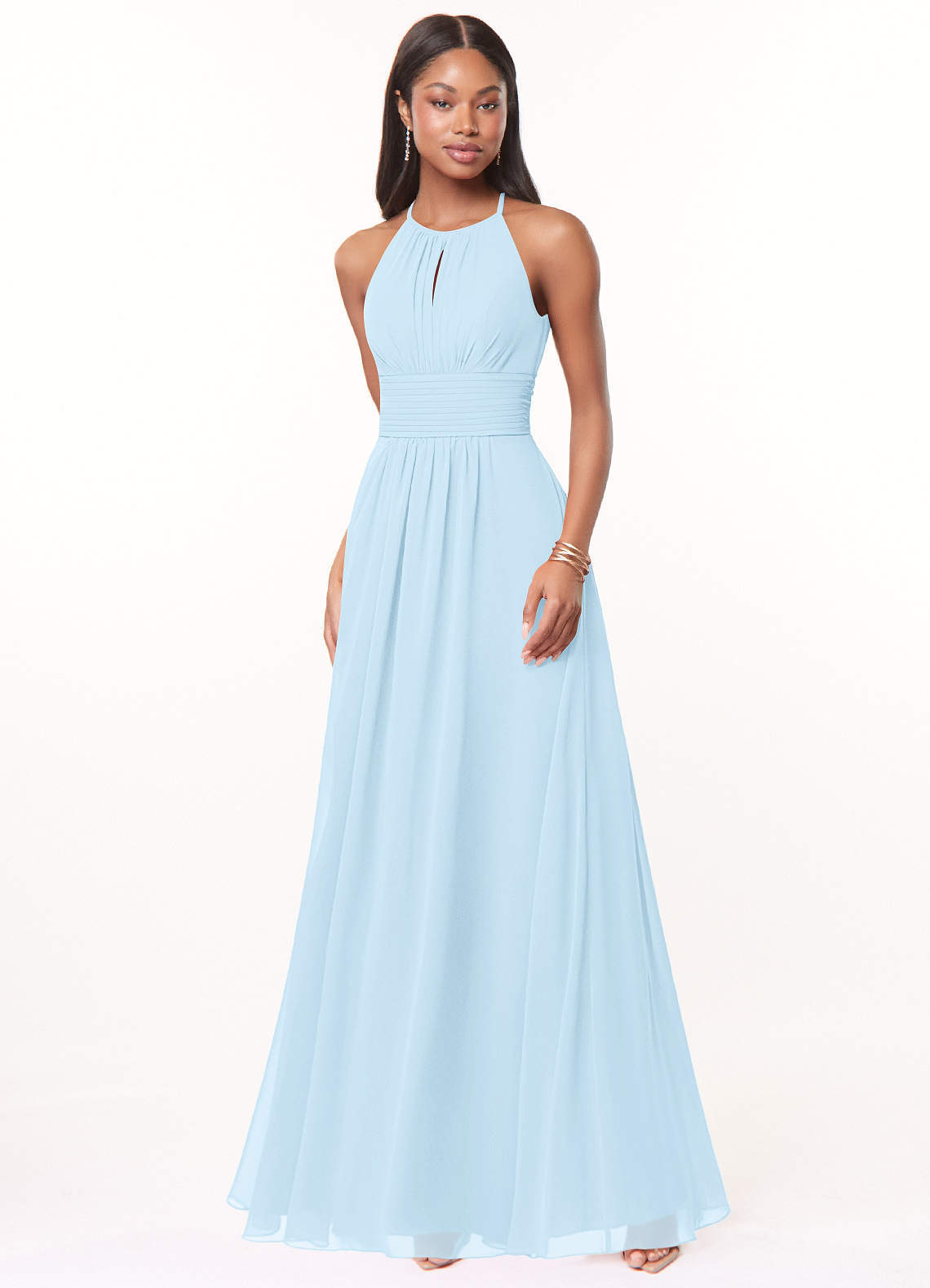 elyessen Bonnie Burgundy A-Line Keyhole Ruched Chiffon Dress 2