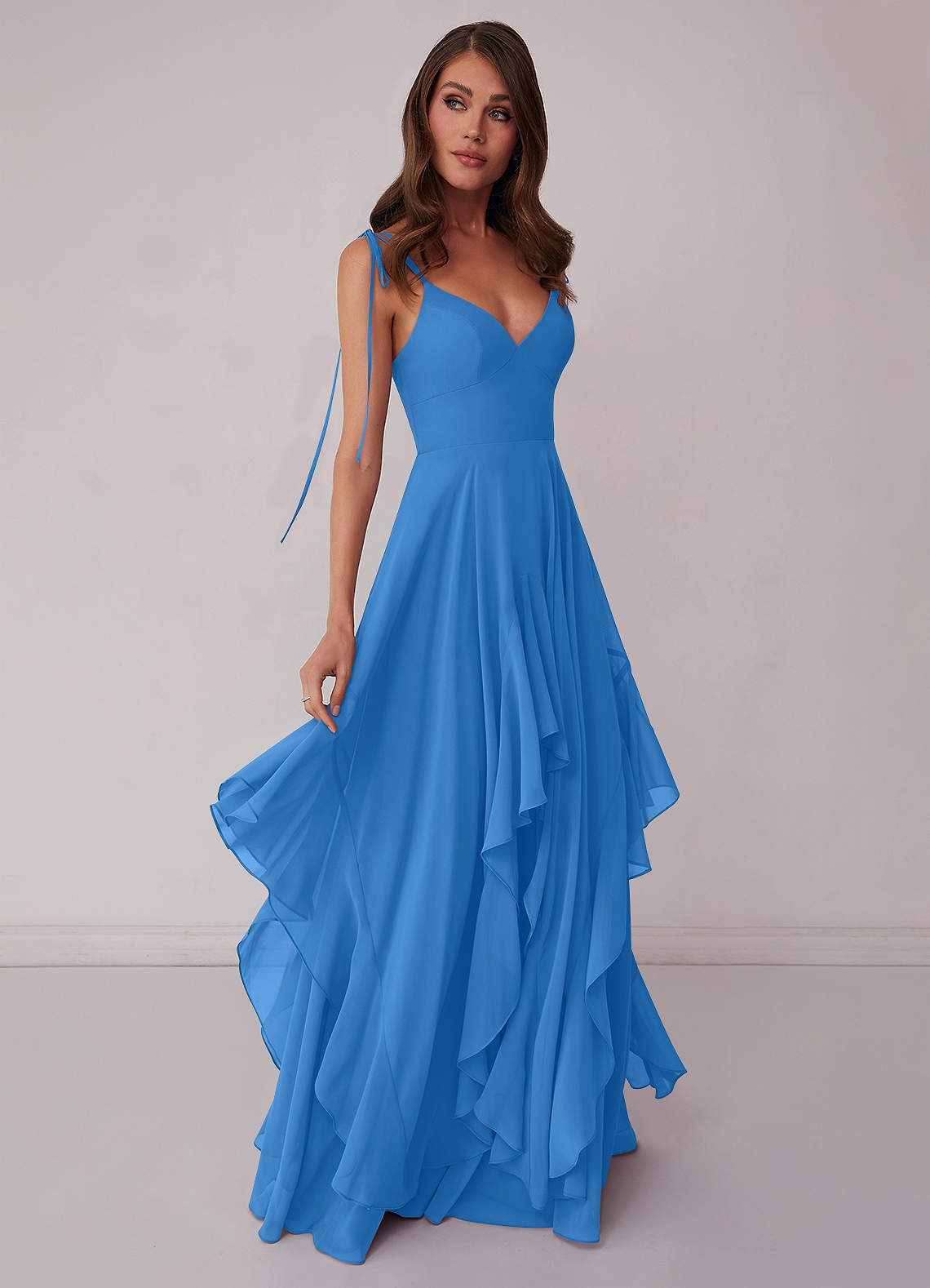 Agave A-Line Bow Chiffon Dress Moss Green 2