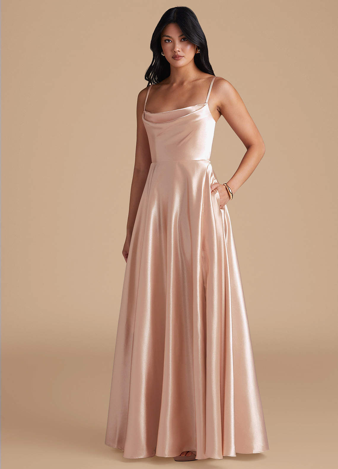 elyessen Elle Black A-Line with Pockets Metallic Satin Dress 2