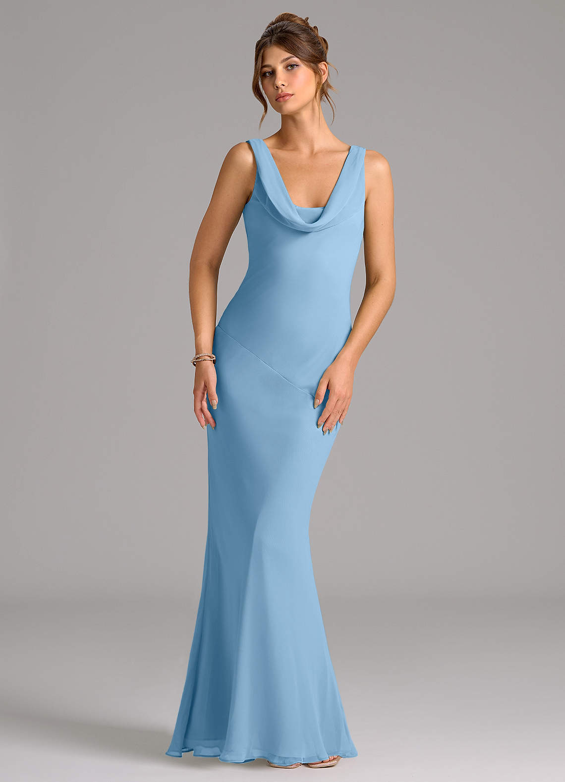 elyessen Rylina Sky Blue Mermaid Pleated Chiffon Dress 3