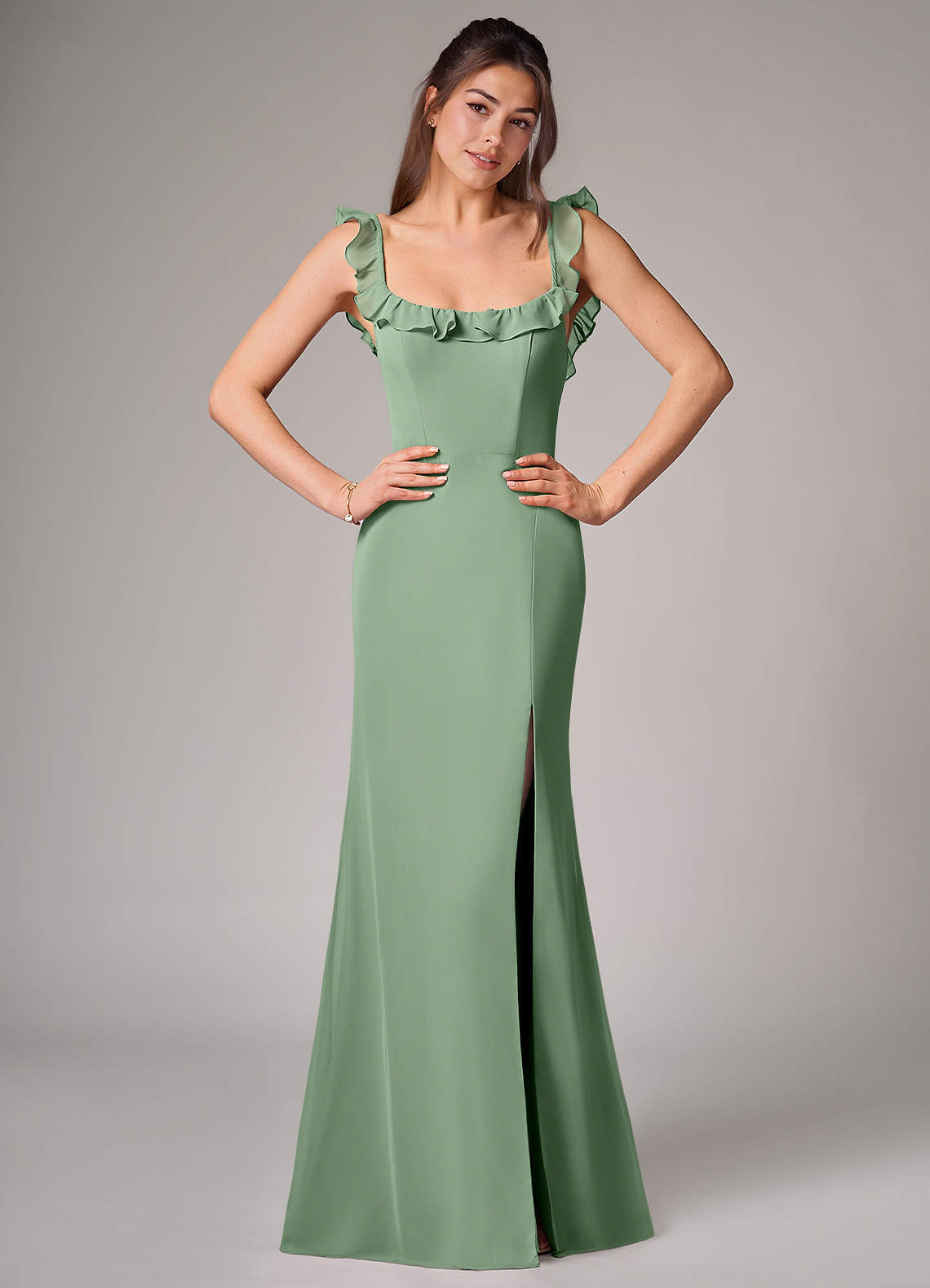elyessen Callie Sky Blue Mermaid Side Slit Chiffon Convertible Dress 1