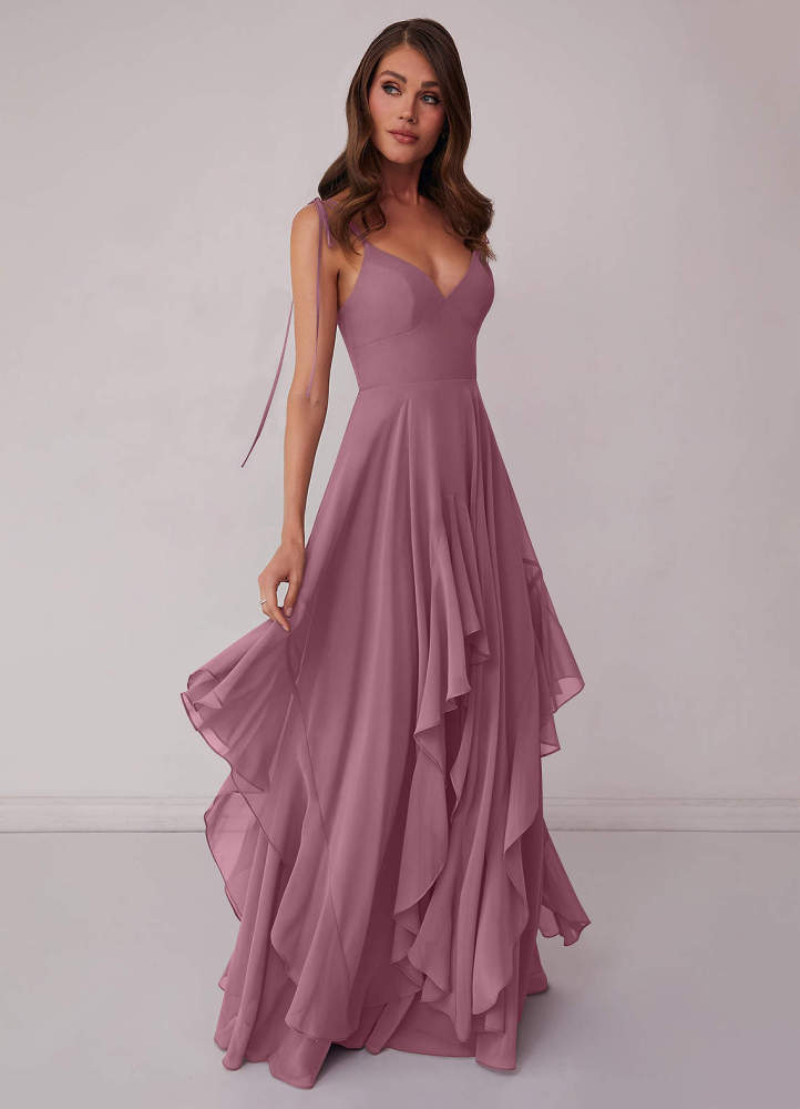 Agave A-Line Bow Chiffon Dress Moss Green 4