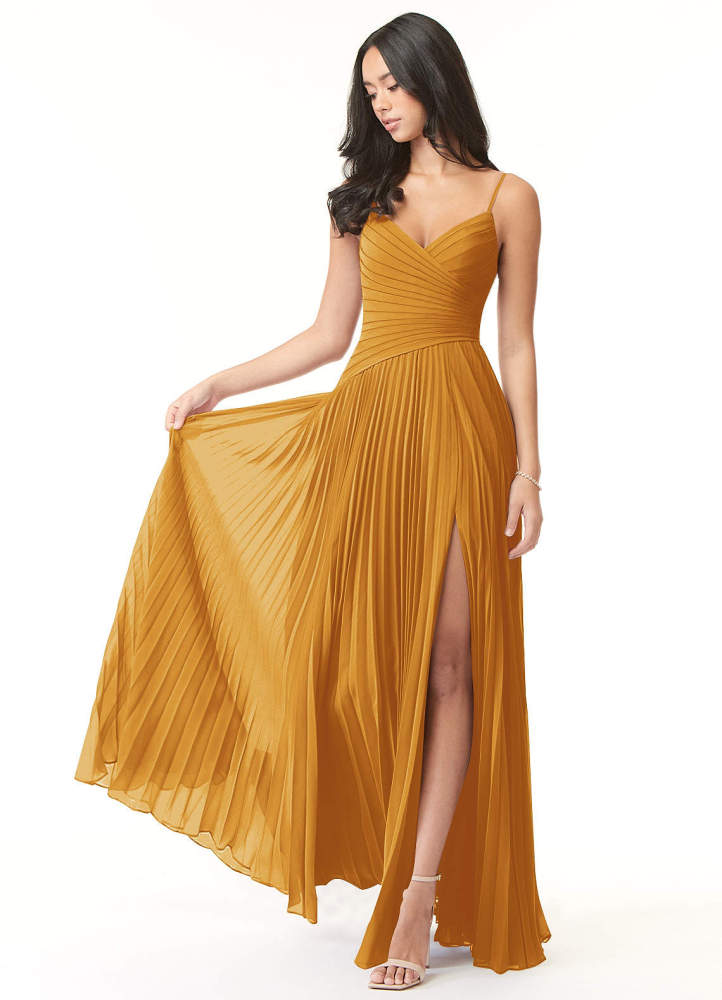elyessen Vini Sky Blue A-Line V-Neck Pleated Chiffon Dress 7
