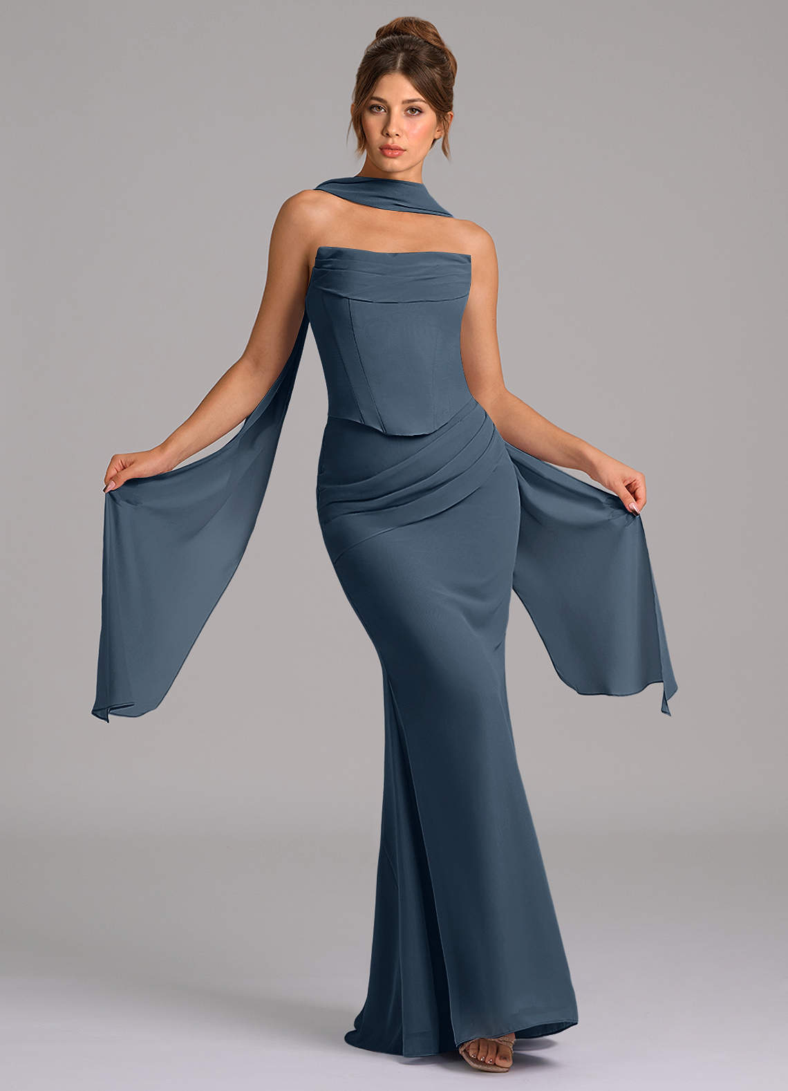 elyessen Sorrel Sky Blue Mermaid Corset Chiffon Dress 3