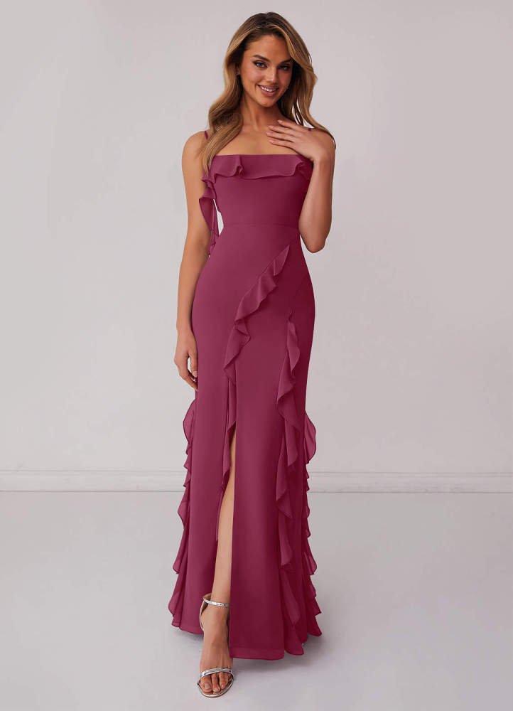 Sky Blue Sheath Bow Chiffon Dress Sky Blue 5