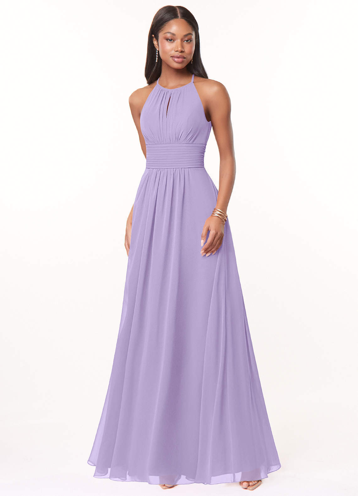 elyessen Bonnie Burgundy A-Line Keyhole Ruched Chiffon Dress 4