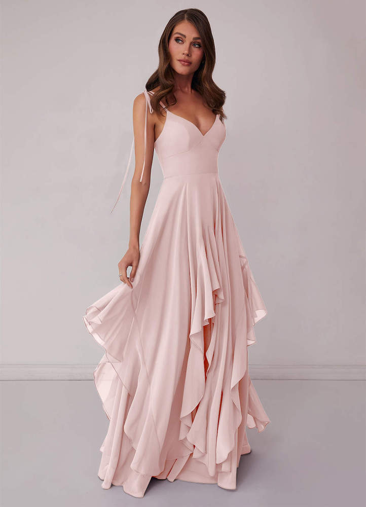 Agave A-Line Bow Chiffon Dress Moss Green 2