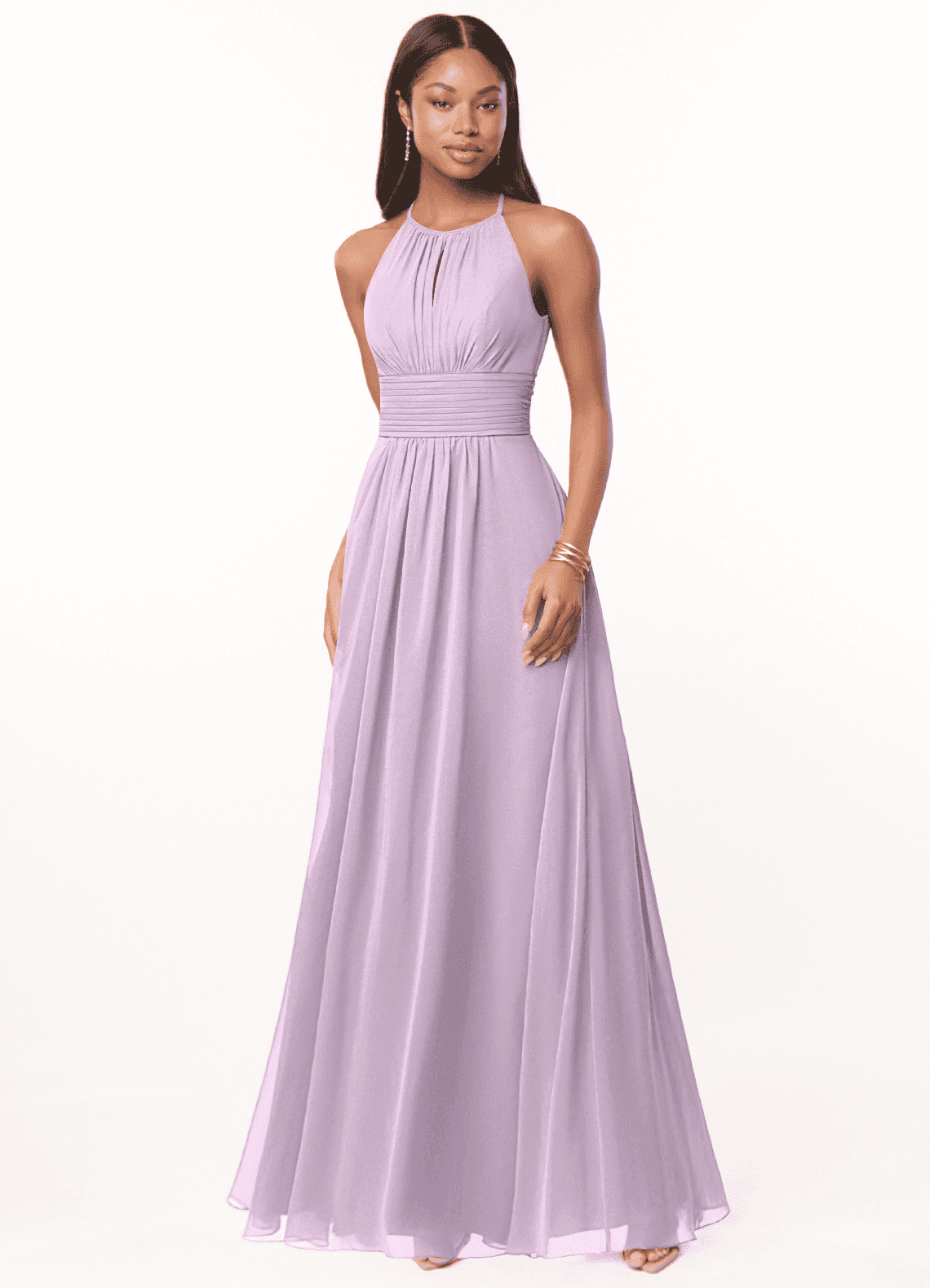 elyessen Bonnie Burgundy A-Line Keyhole Ruched Chiffon Dress 4