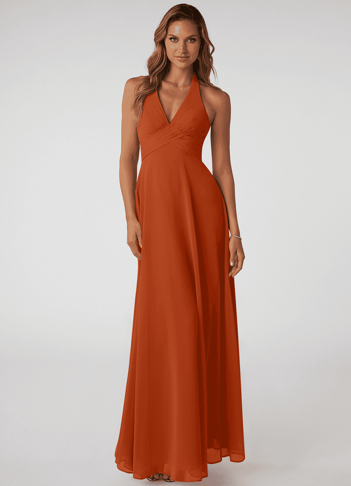 elyessen Tessie Sky Blue A-Line V-Neck Pleated Chiffon Dress 7
