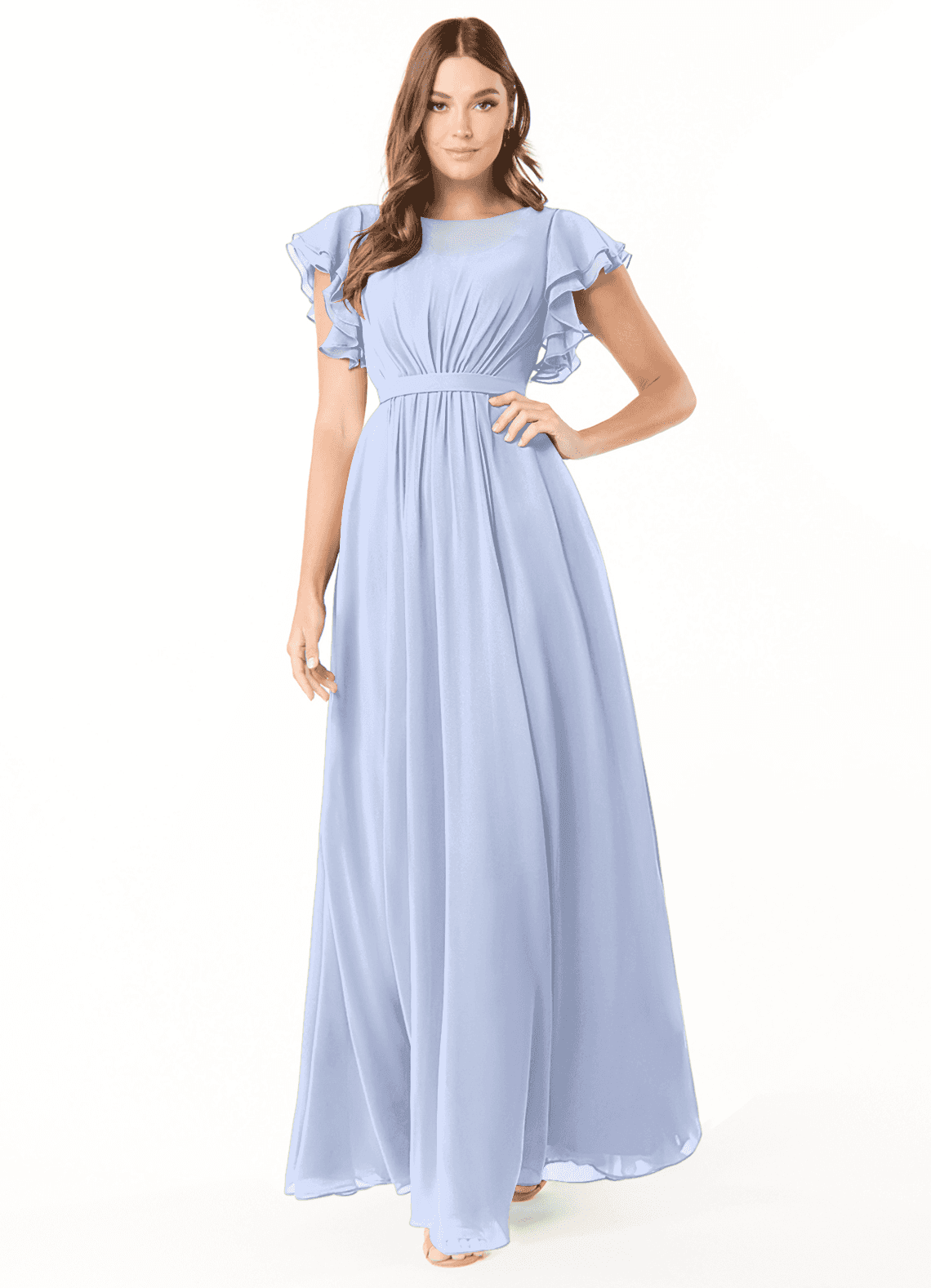 elyessen Daphne A-Line Ruffled Chiffon Floor-Length Dress Eucalyptus 2