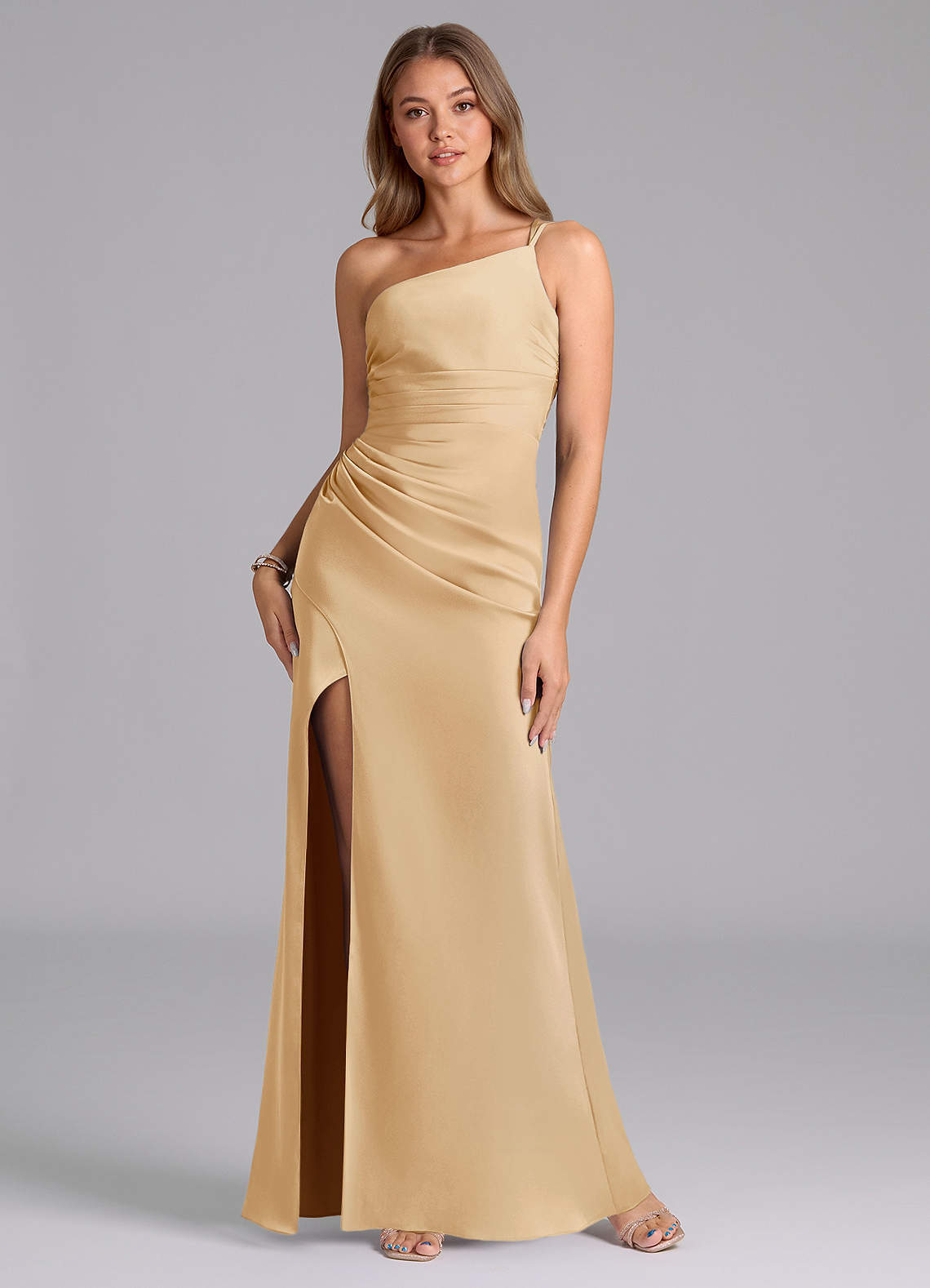 elyessen Eren Black Mermaid One Shoulder Stretch Satin Dress 7