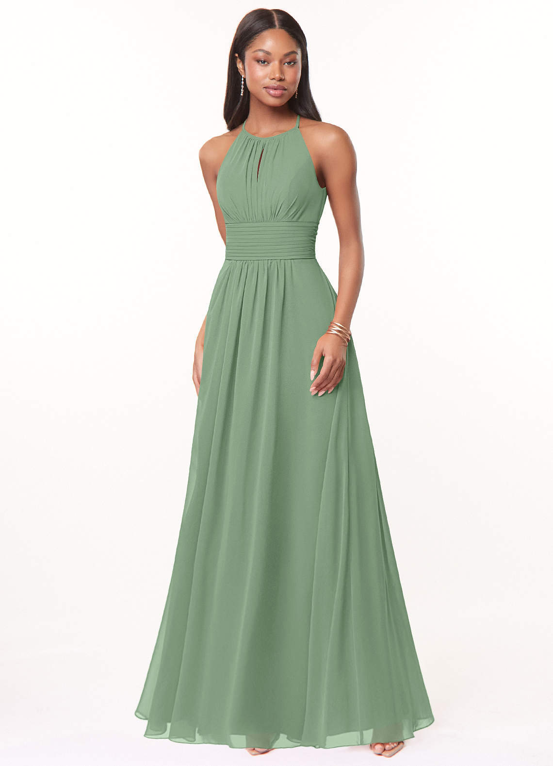elyessen Bonnie Burgundy A-Line Keyhole Ruched Chiffon Dress 1