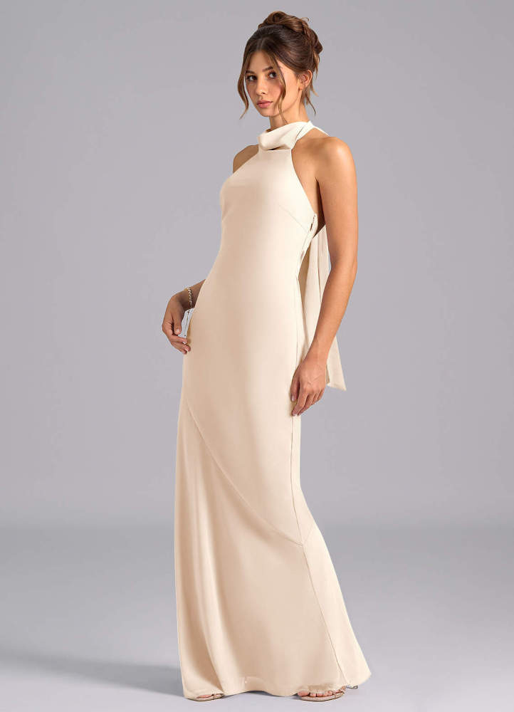 elyessen Velli Dusty Blue Mermaid High Neck Chiffon Dress 7