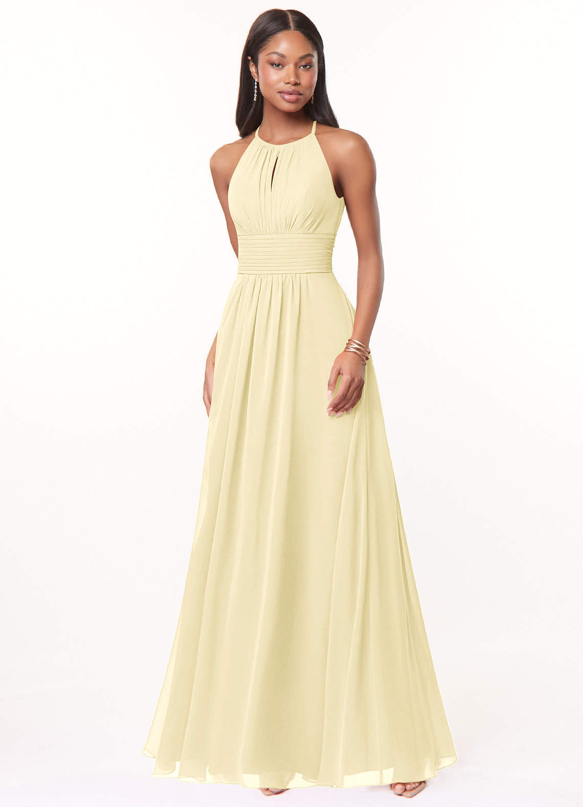 elyessen Bonnie Burgundy A-Line Keyhole Ruched Chiffon Dress 7
