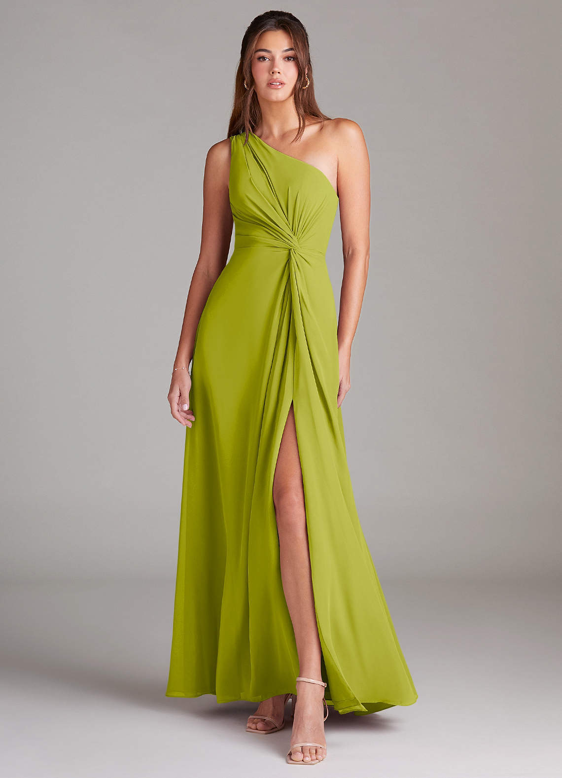 elyessen Brooke Sky Blue A-Line One Shoulder Chiffon Dress 2