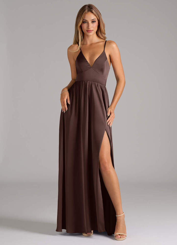 elyessen Aaida Dusty Sage A-Line Corset Stretch Satin Dress 8