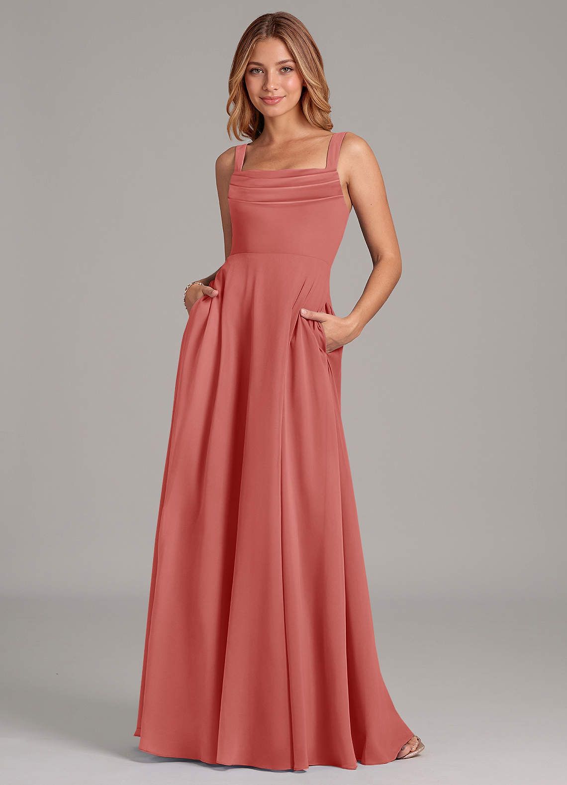 elyessen Shaude Sky Blue A-Line Pleated Chiffon Dress 4