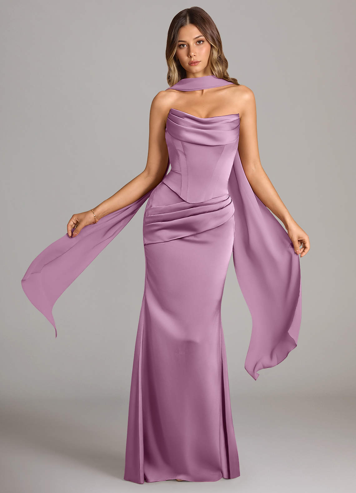 elyessen Sorrel Black Mermaid Strapless Stretch Satin Convertible Dress 4