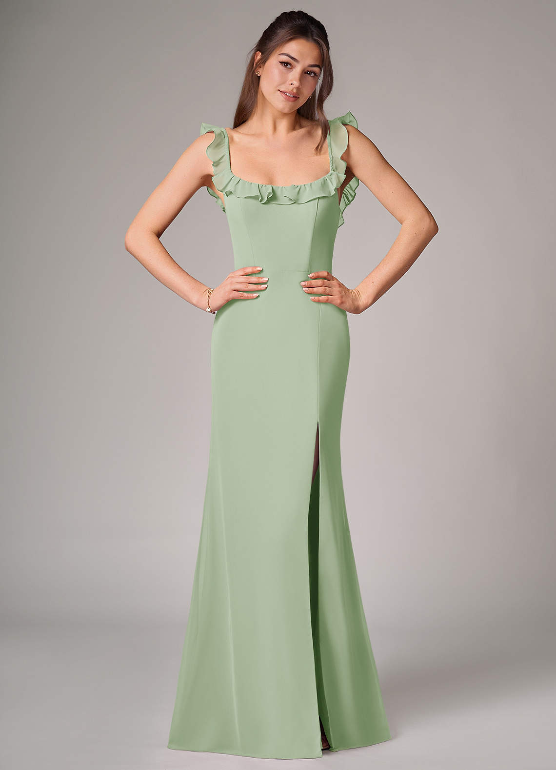 elyessen Callie Sky Blue Mermaid Side Slit Chiffon Convertible Dress 1