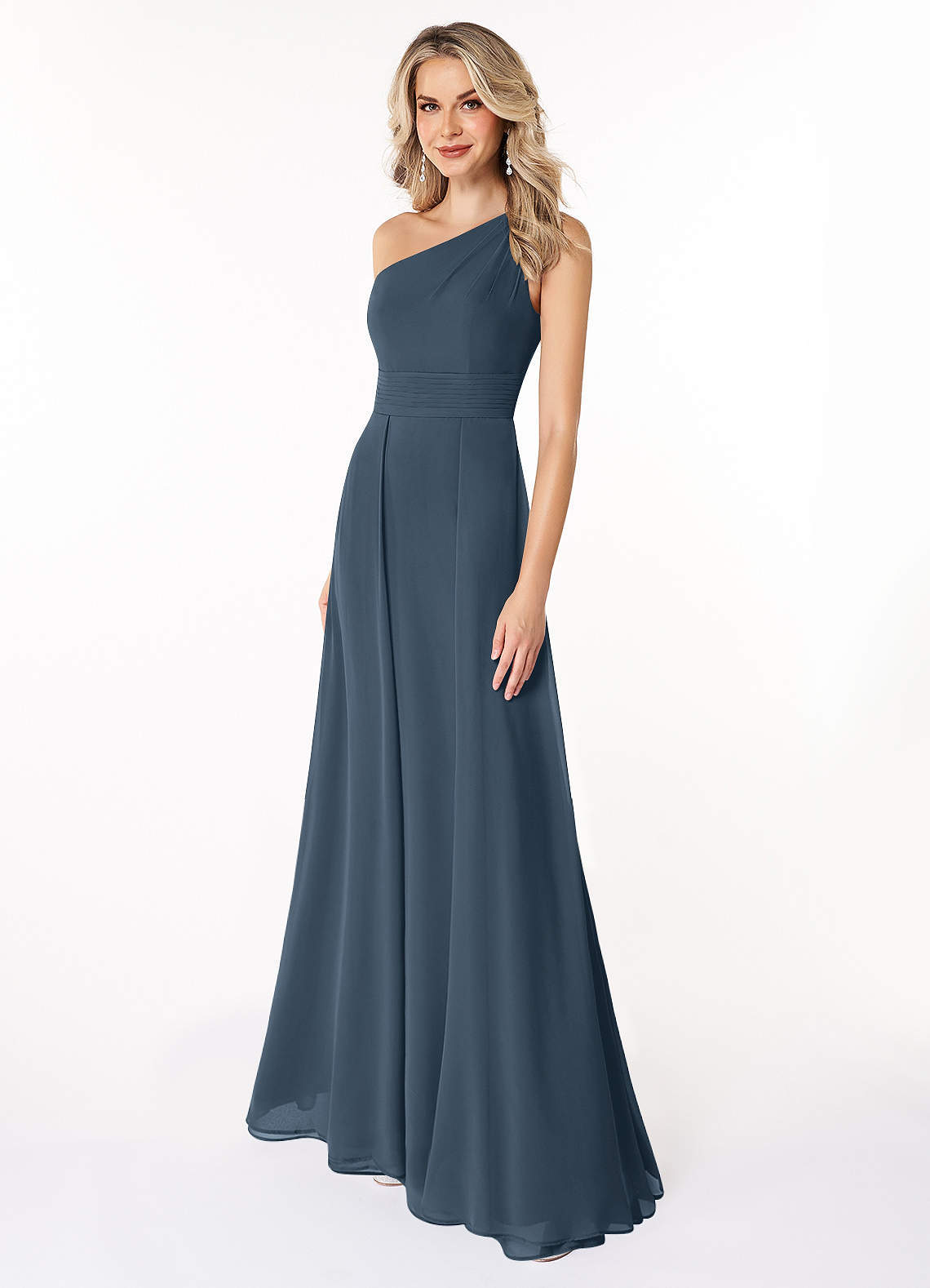 elyessen Dallas Black A-Line One Shoulder Chiffon Dress 3