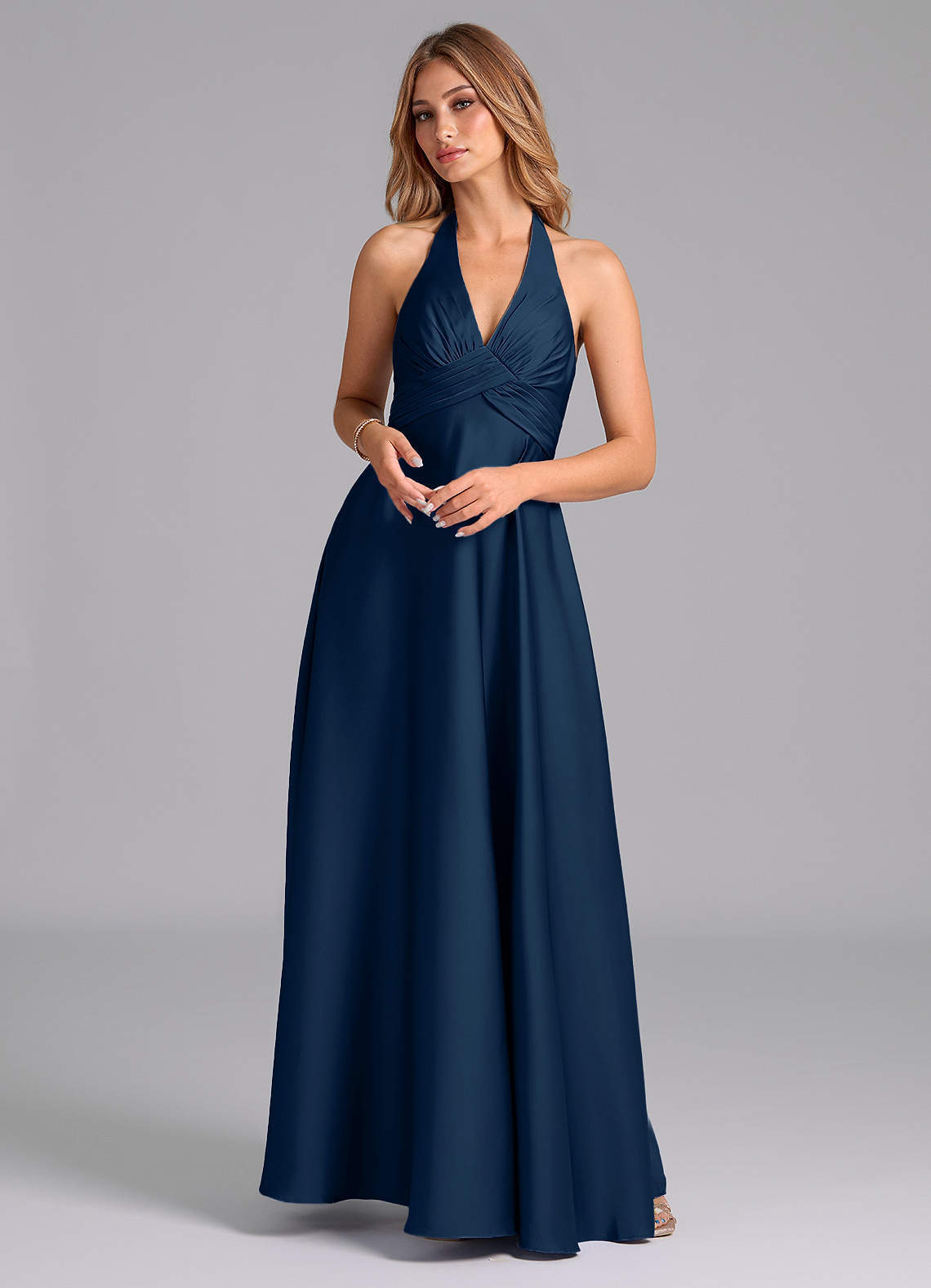 elyessen Tessie Terracotta A-Line Pleated Stretch Satin Dress 3