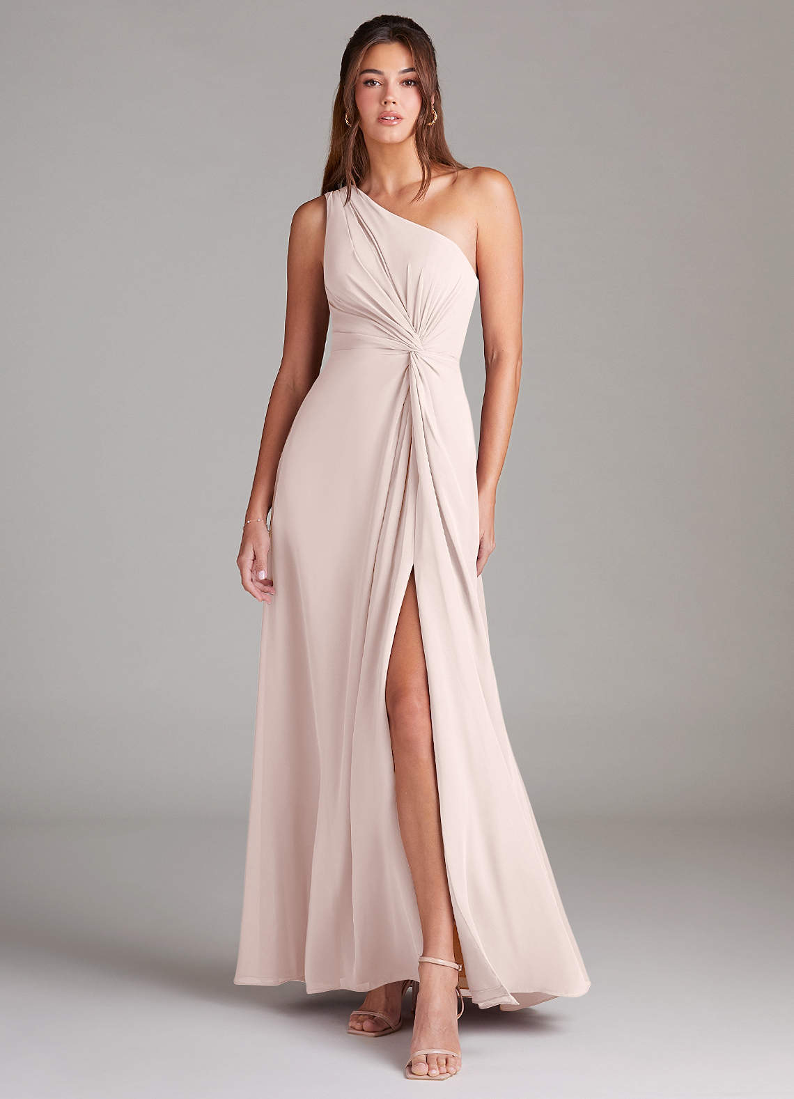 elyessen Brooke Sky Blue A-Line One Shoulder Chiffon Dress 8