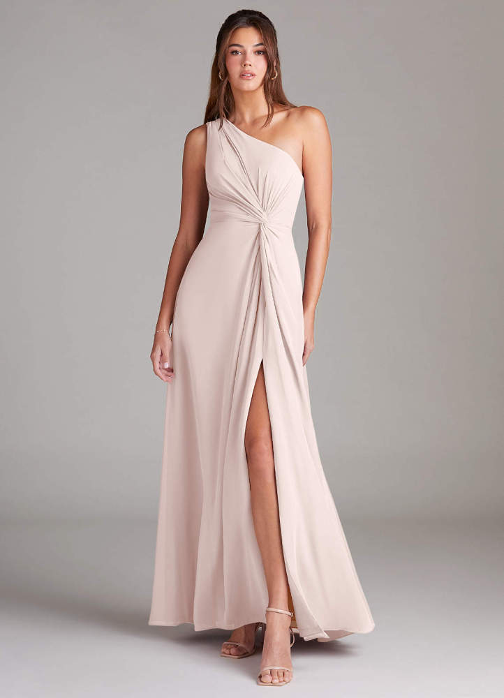 elyessen Brooke Sky Blue A-Line One Shoulder Chiffon Dress 8