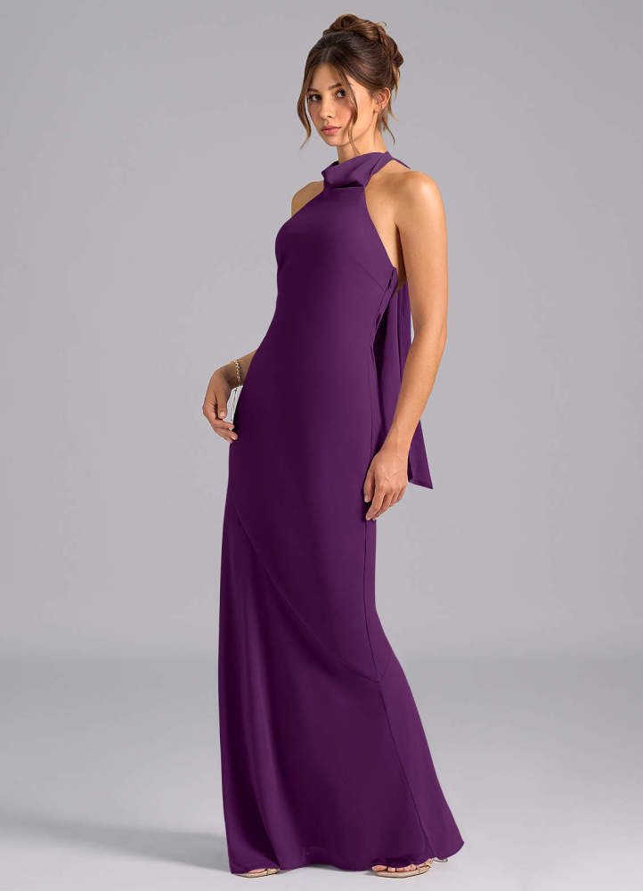 elyessen Velli Dusty Blue Mermaid High Neck Chiffon Dress 5