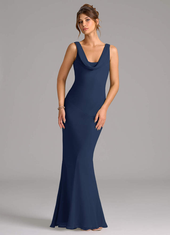 elyessen Rylina Sky Blue Mermaid Pleated Chiffon Dress 3