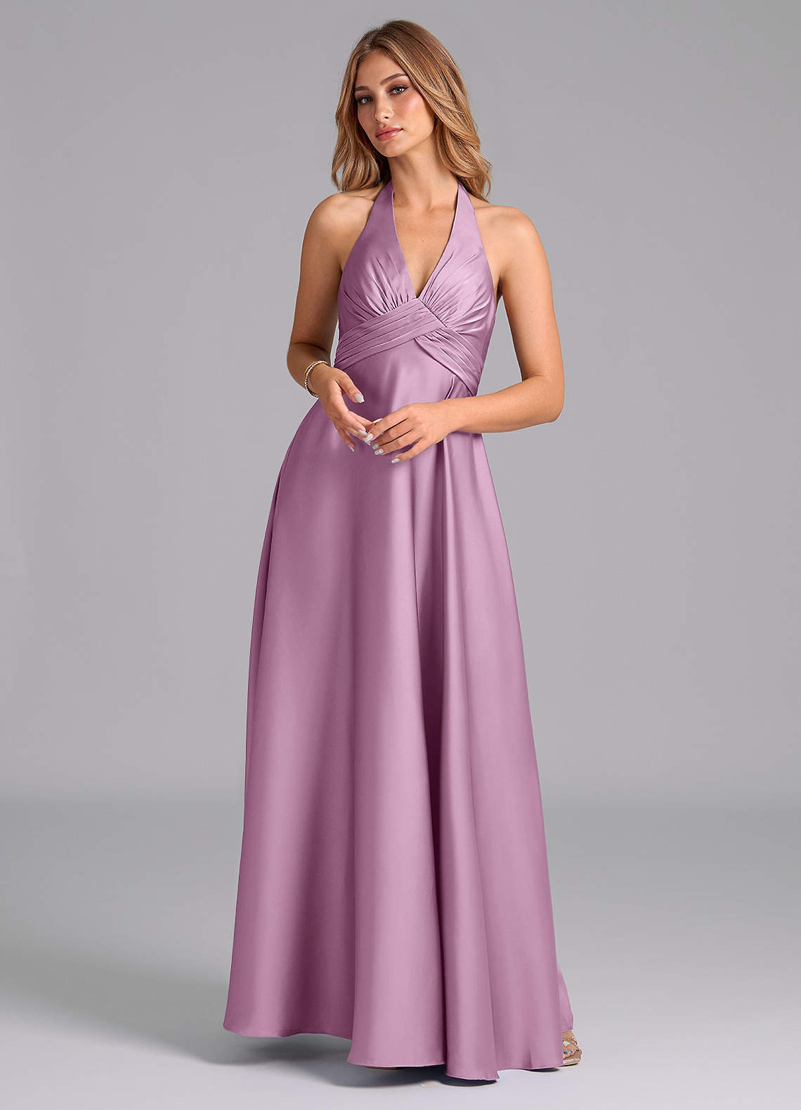 elyessen Tessie Terracotta A-Line Pleated Stretch Satin Dress 4